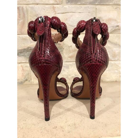 Alaia Bombe 110mm Red Snakeskin Studded Ankle Strap Sandal Heel Pumps Shoe 36 - Picture 7 of 8